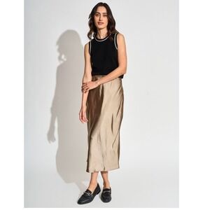 Commense Sleeveless Sweater Tank Top Knit Black White Trim‎ Casual Top size L